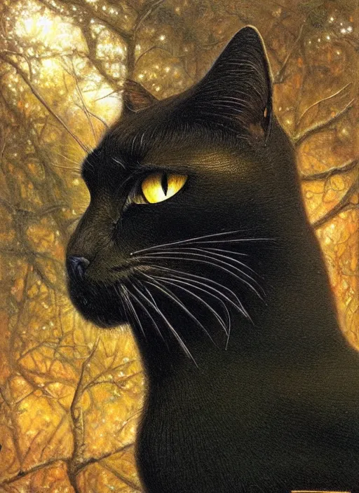 Image similar to a hybrid between a black cat and a crow, by bob eggleton, magnificent, ultra detailed, trending on artstation, realistic,