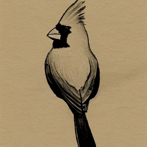 Image similar to a cardinal drawn on school paper