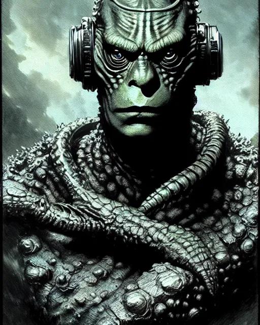 Prompt: a still from the movie creature from the black lagoon, portrait of the creature from the black lagoon, fantasy character portrait, ultra realistic, concept art, intricate details, highly detailed by greg rutkowski, gaston bussiere, craig mullins, simon bisley