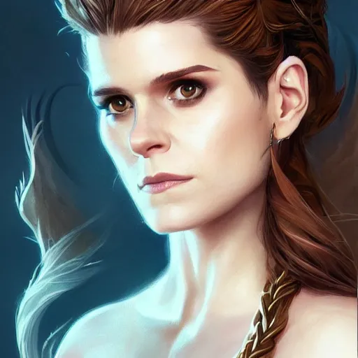 Image similar to a portrait of kate mara as a sorceress, urban motifs, intricate, elegant, highly detailed, digital painting, trending on artstation, concept art, smooth sharp focus, illustration, art by artgerm and greg rutkowski