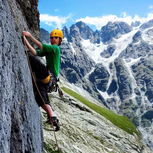 Prompt: rock climbing in the alps