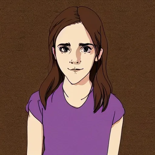 Image similar to emma watson in the style of studio ghibli