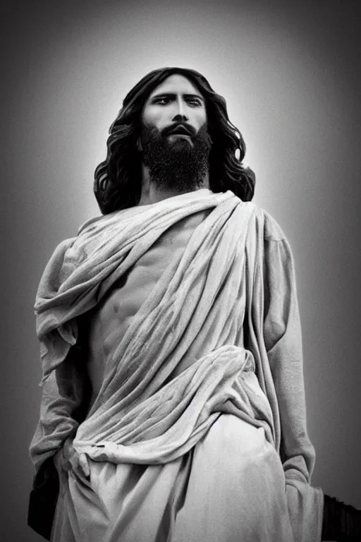 Prompt: jesus instagram top photo shoot, front view, 5 0 mm