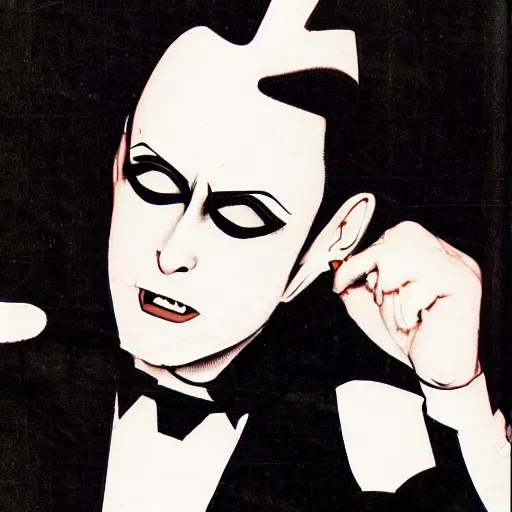 Image similar to a high quality product photo ad of klaus nomi with a technical reed rollerball pen exacto knife by junji ito, ethereal eel