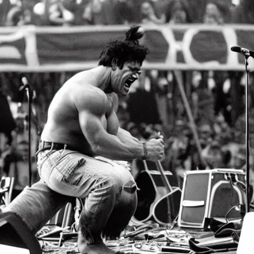 Image similar to hulk performing at woodstock