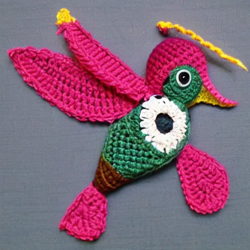 Image similar to a crochet hummingbird