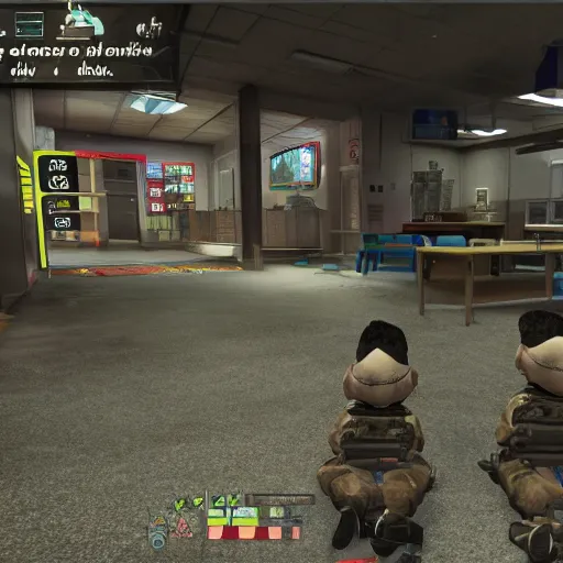 Image similar to screenshot of video game, call of duty, inside elementary school, children are sat down