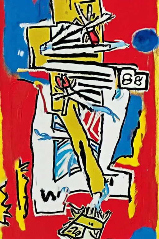 Prompt: Basquiat tarot card Ace of Wands