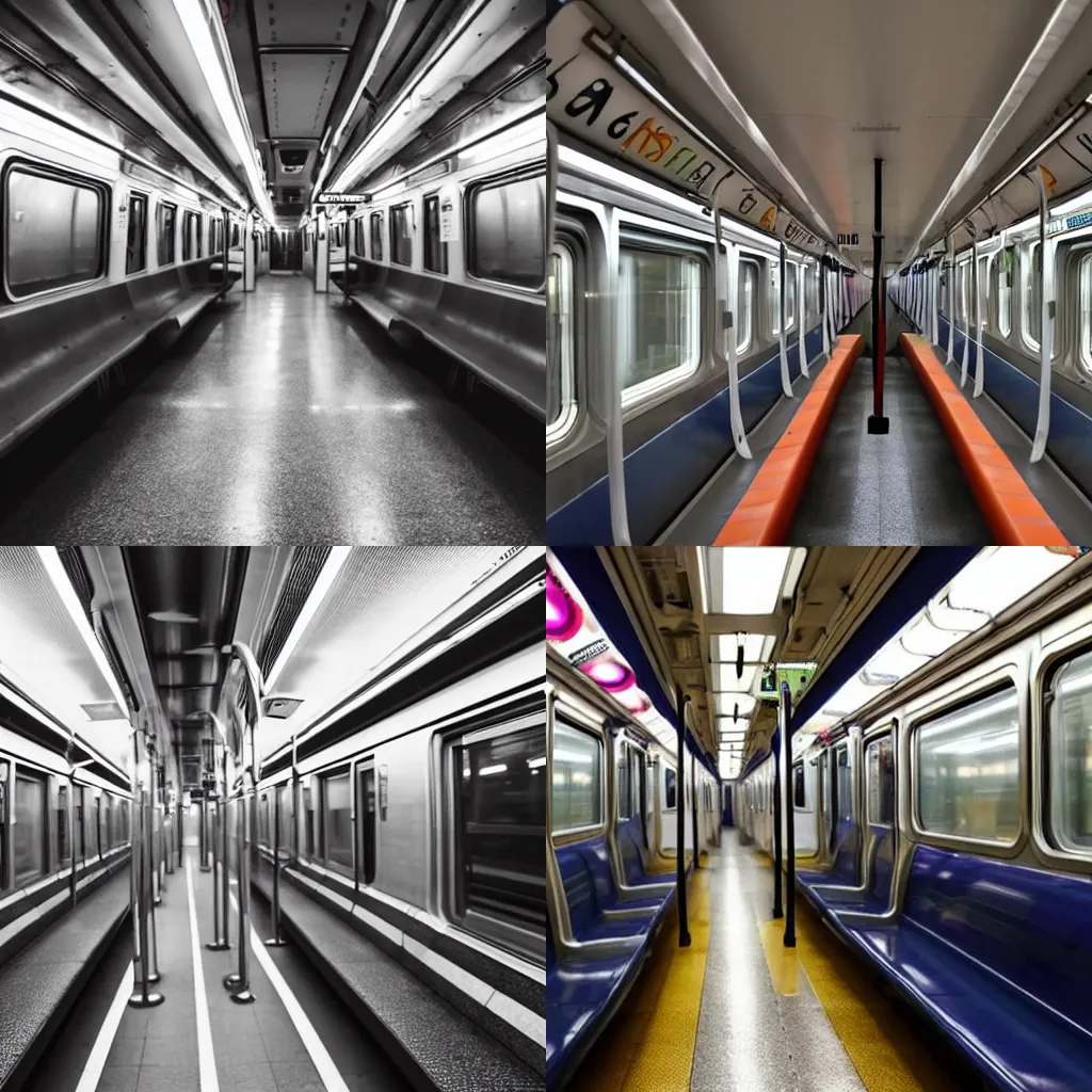 Prompt: a photo of the interior of a subway train