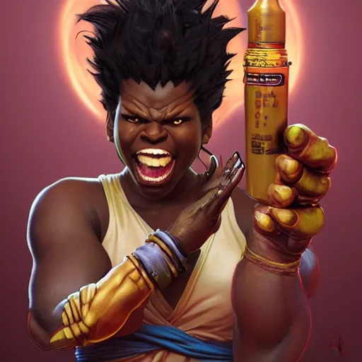 Image similar to leslie jones as dhalsim street fighter, 4 k, ultra realistic, detailed focused art by artgerm and greg rutkowski and alphonse mucha