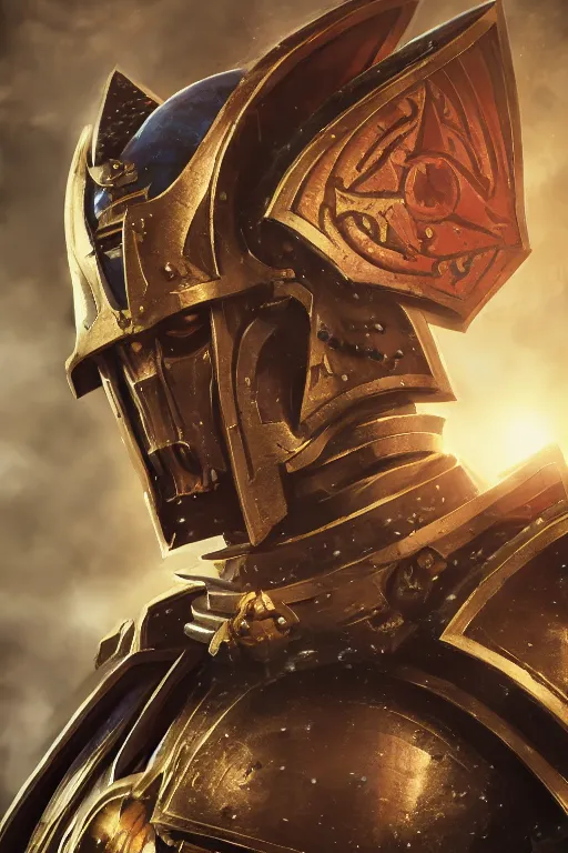 Image similar to armor portrait heros warhammer 4 0 k horus heresy fanart - the primarchs emperor by johannes helgeson animated with vfx concept artist & illustrator global illumination ray tracing hdr fanart arstation zbrush central hardmesh 8 k octane renderer comics stylized