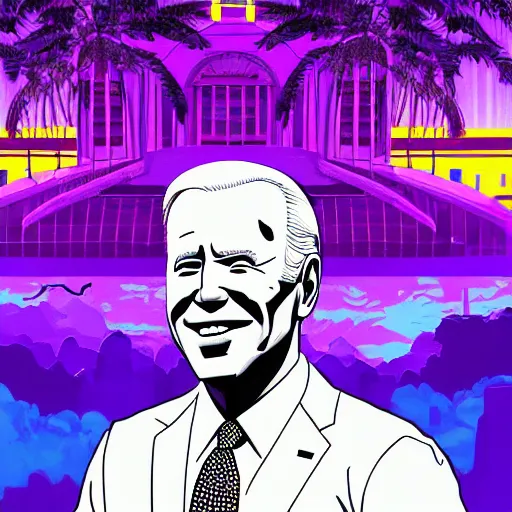 Image similar to vaporwave jungle city joe biden