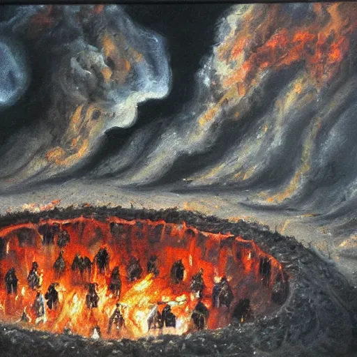 Prompt: the pits of hell, beautiful oil painting,