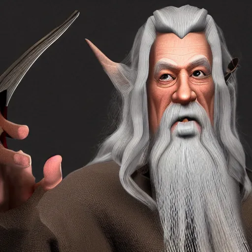 Prompt: a 3 d render of gandalf with playstation 1 graphics