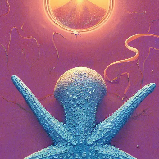 Image similar to Patrick Starfish with his tongue sticking out and a tab of lsd blotter on it, highly detailed, artstation, intricate, smooth, sharp focus, illustration, art by greg rutkowski and orientalism and bouguereau and Zdzislaw Beksinski, good clear quality, lighting, biology, symmetrical artwork, perfect face, 135 mm, cinematic, hyper realism, high detail, octane render, 8k, chrome accents