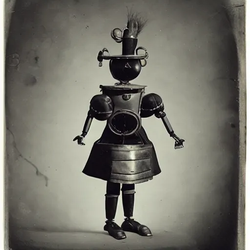 Image similar to portraits of an anthropomorphic steampunk robot maidsa by Louis Daguerre