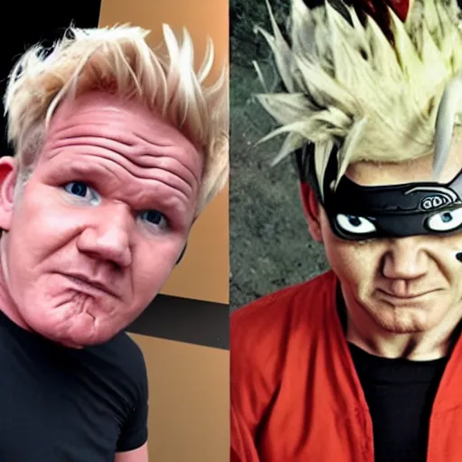 Image similar to Gordon Ramsay Naruto cosplay