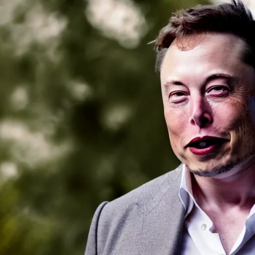 Image similar to elon musk crying after realizing the joke is on him. cinematic 8 k, depth of field, bokeh.