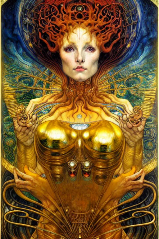 Image similar to Divine Chaos Engine by Karol Bak, Jean Delville, William Blake, Gustav Klimt, and Vincent Van Gogh, symbolist, visionary