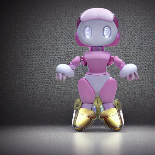 Image similar to cute fumo plush of a plastic shining robot girl in the mirror looking at reflection, vray, asymmetry