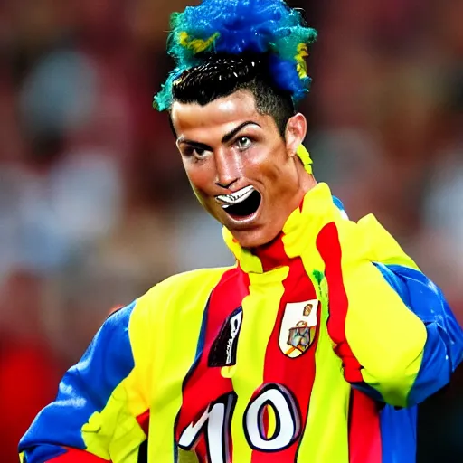 Prompt: cristiano Ronaldo as a clown