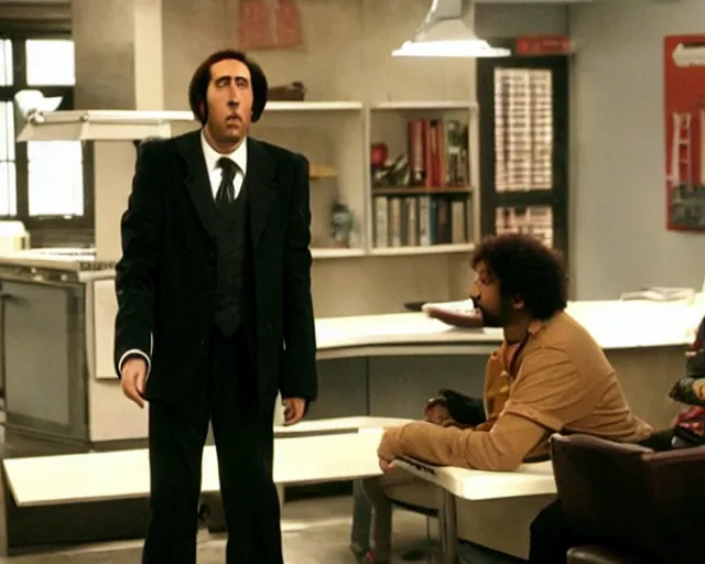 Image similar to nicolas cage in the it crowd ( 2 0 0 6 ), channel 4, episode still, 4 8 0 p