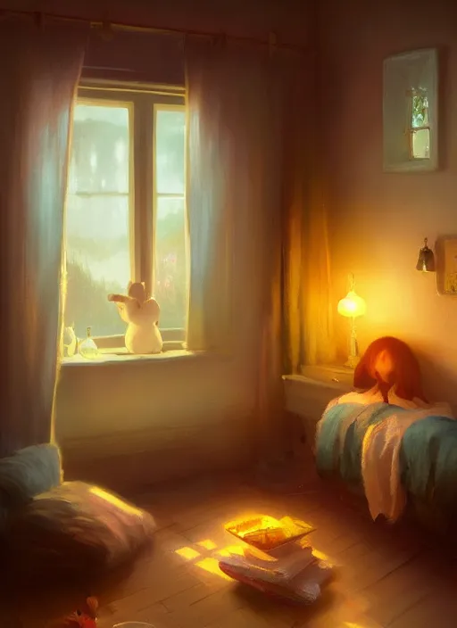 Image similar to beautiful interior of a cozy cottage, delphin enjolras, goro fujita, makoto shinkai, trending on artstation