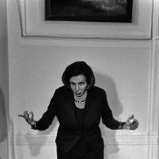 Prompt: found footage of monster that looks like nancy pelosi