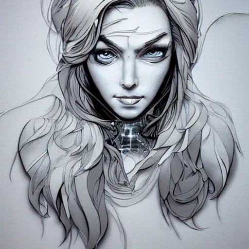 Image similar to woman portrait made out of ice, beautiful, cyborg, comic book art, highly detailed