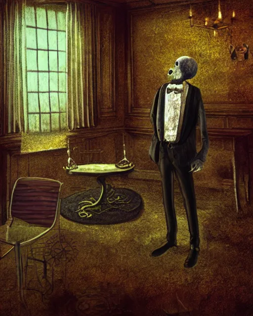 Image similar to speech, by david firth, high detail, eldritch, lovecraftian, surreal, cosmic horror, existential dread, volumetric lighting, anxiety, digital artwork, trending on artstation, beautiful artwork, ornate, rococo, psychedelic colorization, influenced by tokio aoyama, influenced by mario martinez