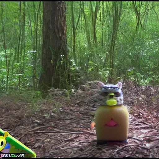 Prompt: trail cam footage of SpongeBob squarepants