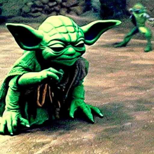 Prompt: Yoda training the Teenage Mutant Ninja Turtles