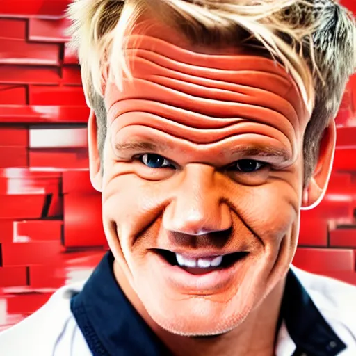 Image similar to Gordon Ramsey eating bricks, crying, photo, crisp, 8k