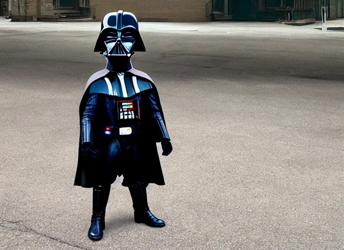 Image similar to film still of Darth Vader does success kid pose in the new Star Wars movie, 4k