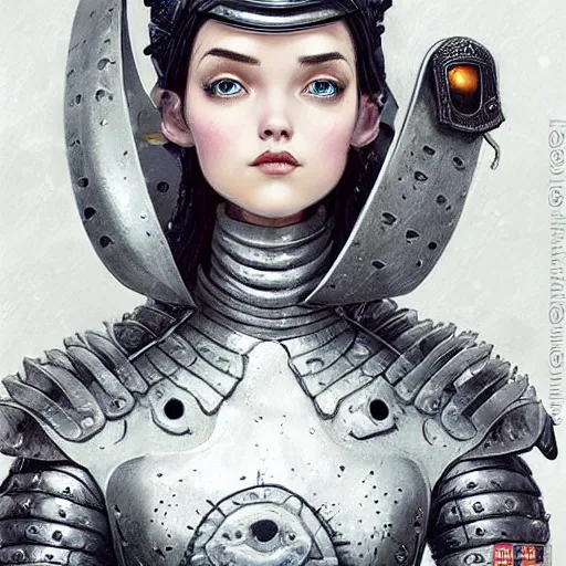 Image similar to Lofi portrait with medieval armor, Pixar style by Joe Fenton and Stanley Artgerm and Tom Bagshaw and Tim Burton