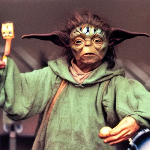 Image similar to yoda performing at woodstock