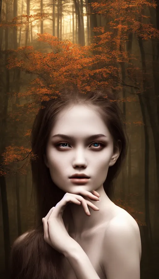 Prompt: photo of eternal peace, a gorgeous young girl , searching for eternity, dark forest in the style of stefan kostic, realistic, sharp focus, 8k high definition, high fashion, vogue, insanely detailed, soft light, colorful smoke, intricate, elegant, art by stanley lau and artgerm, sigma 85mm art