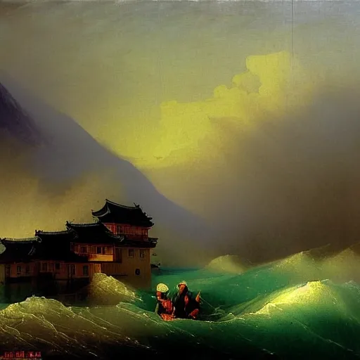 Image similar to heavy rain with flood in south korea by Aivazovsky