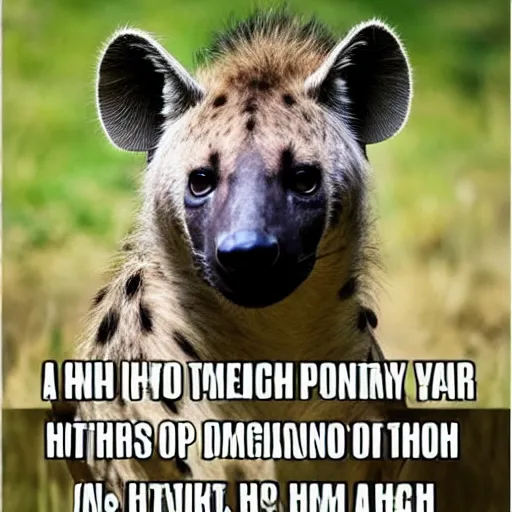 Image similar to a meme including a hyena