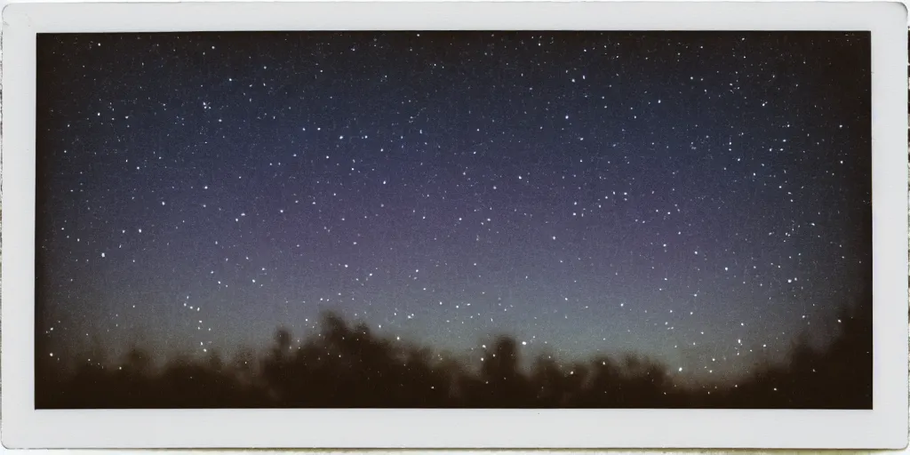 Prompt: analog polaroid of the milky way, sparkling, ambient light, black sky