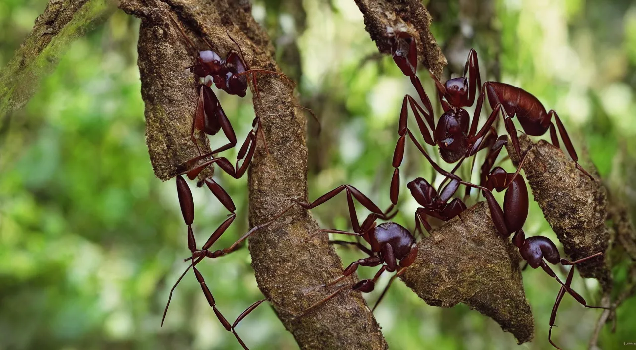 Prompt: rare half human half ant in the jungle, by the best photographer of national geographic, scientific photo, hight quality, realistic light, kodachrome 6 4, hiperdetailed