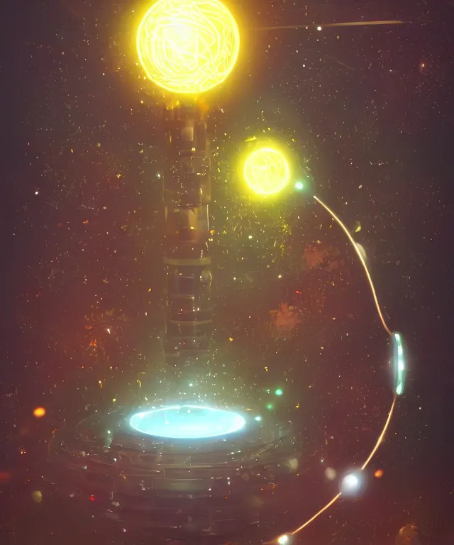 Image similar to magitech core, fantasy, sci - fi, metallic, glowing orb