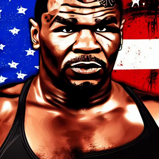 Image similar to Mike tyson grand theft auto art style digital painting artwork