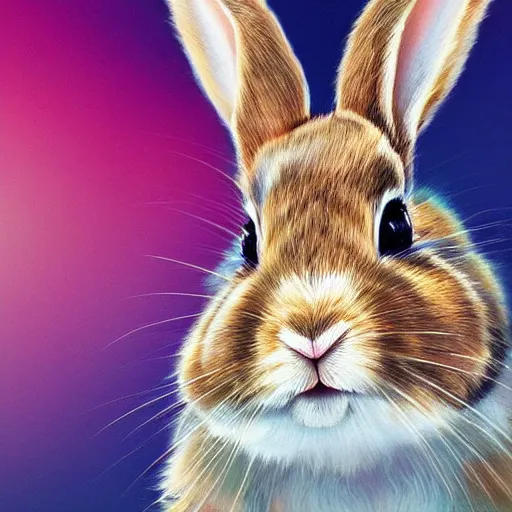 Prompt: cute rabbit portrait, colorful background, fantasy art, concept, art, computer art, high detail, 4 k