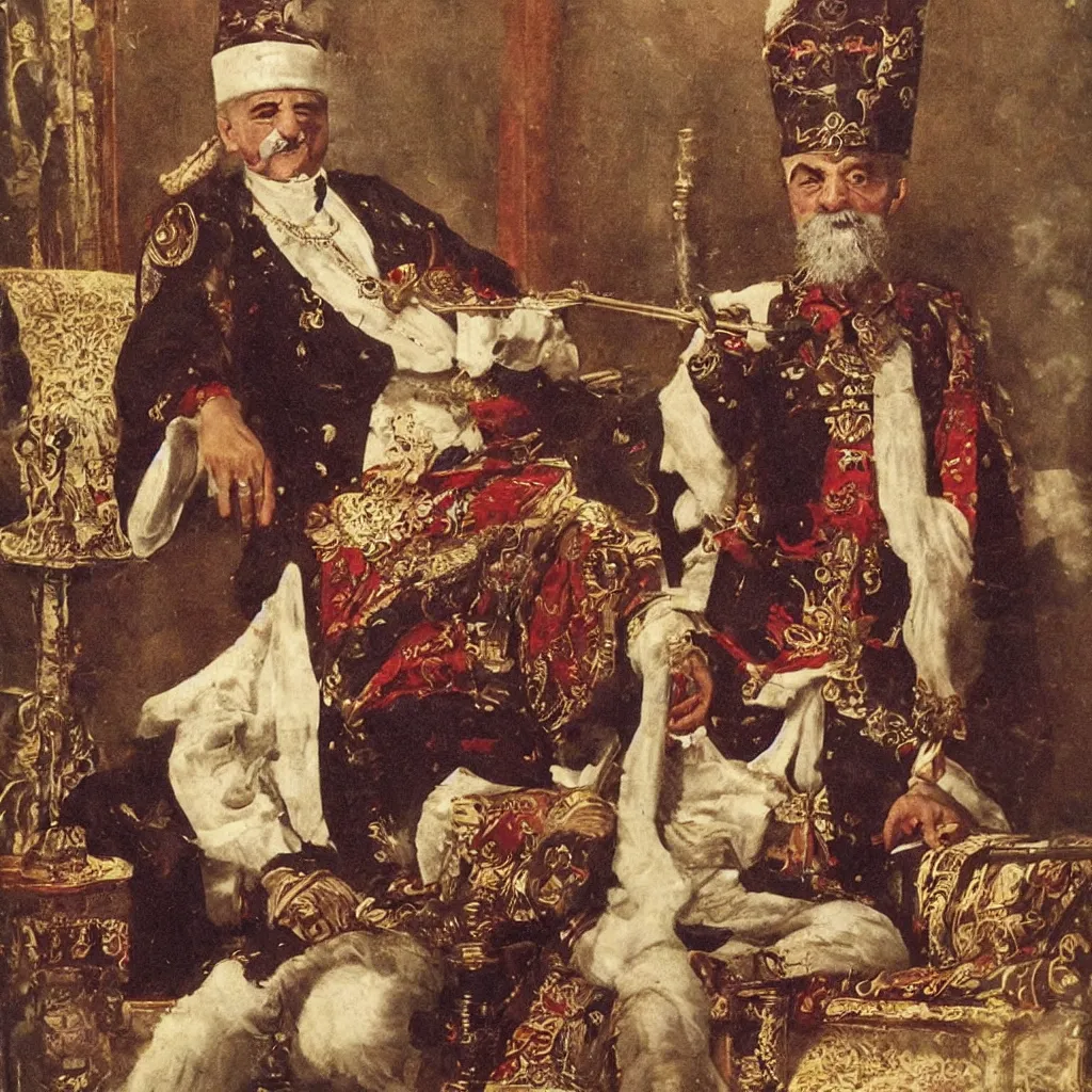 Image similar to turkish emperor smoking a hookah and lounging