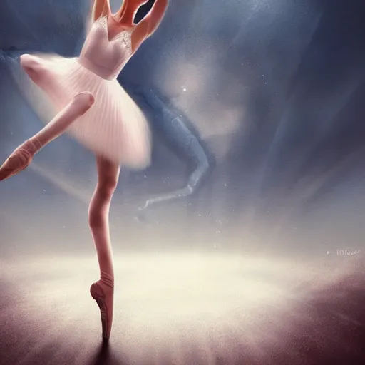 Image similar to a beautiful ballerina dancing during the end of the world, surrealism, digital art, artstation, smooth, sharp, high quality