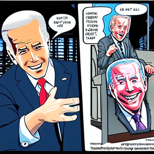 Prompt: manga panel of Joe Biden falling down the steps in the style of Spy X Family
