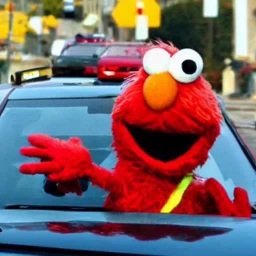 Image similar to drunk driving elmo being chased by the police