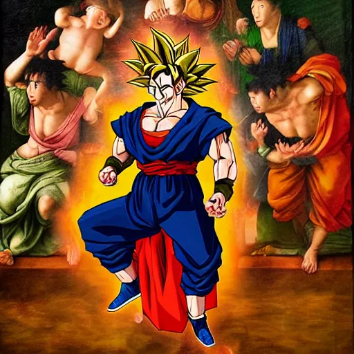 Prompt: portrait of goku styled as a renaissance painting