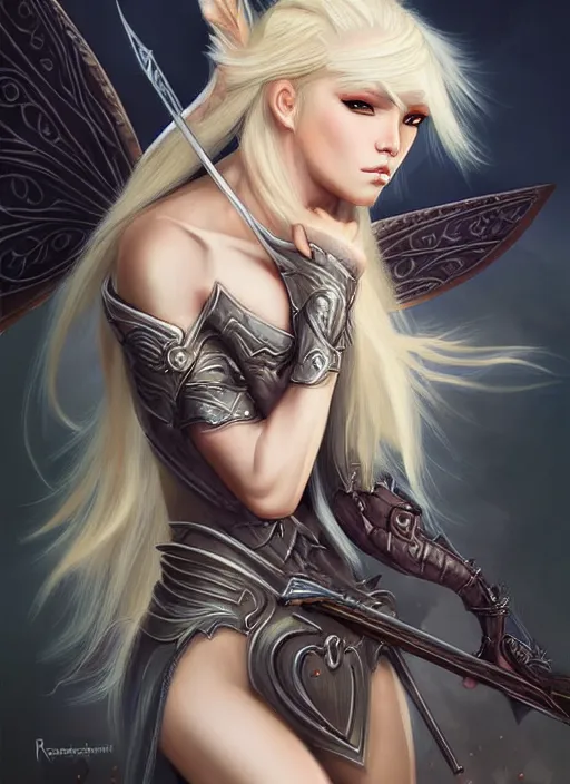 Image similar to blonde combat fairy venizian era, dark fantasy, extremely detailed, sharp focus, portrait, smooth, digital illustration, by rossdraws, frank franzzeta